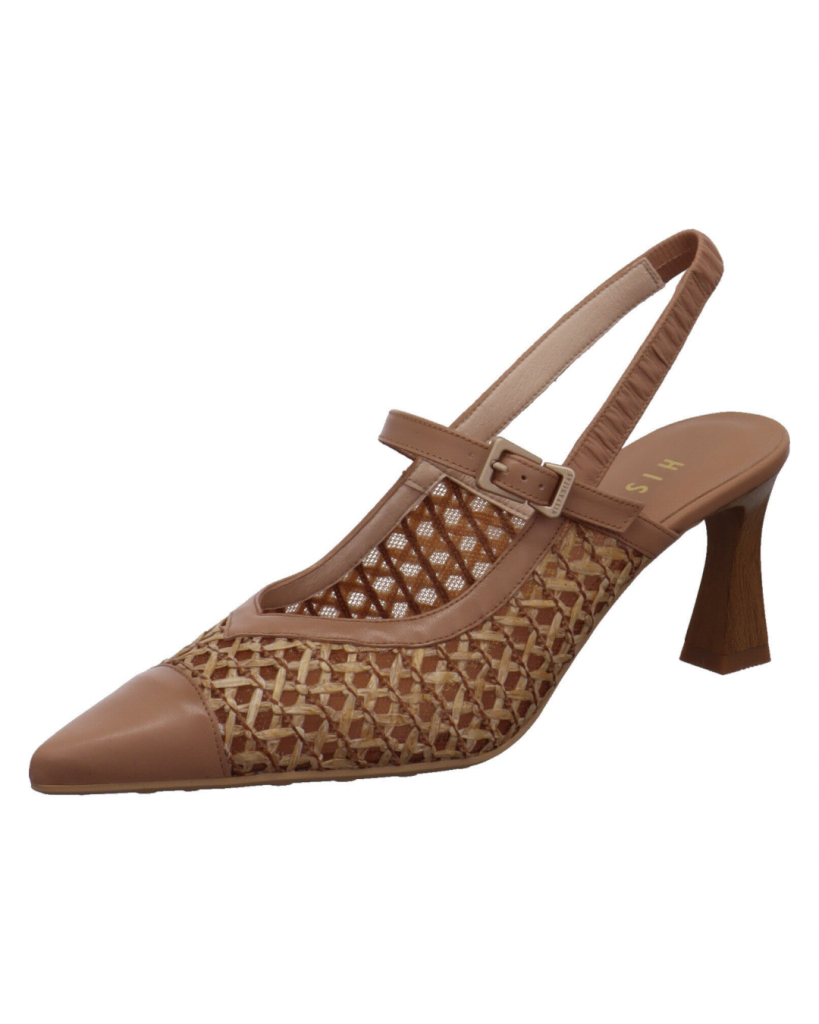 Braune Damen Pumps mit Struktur und Absatz im femininen Stil