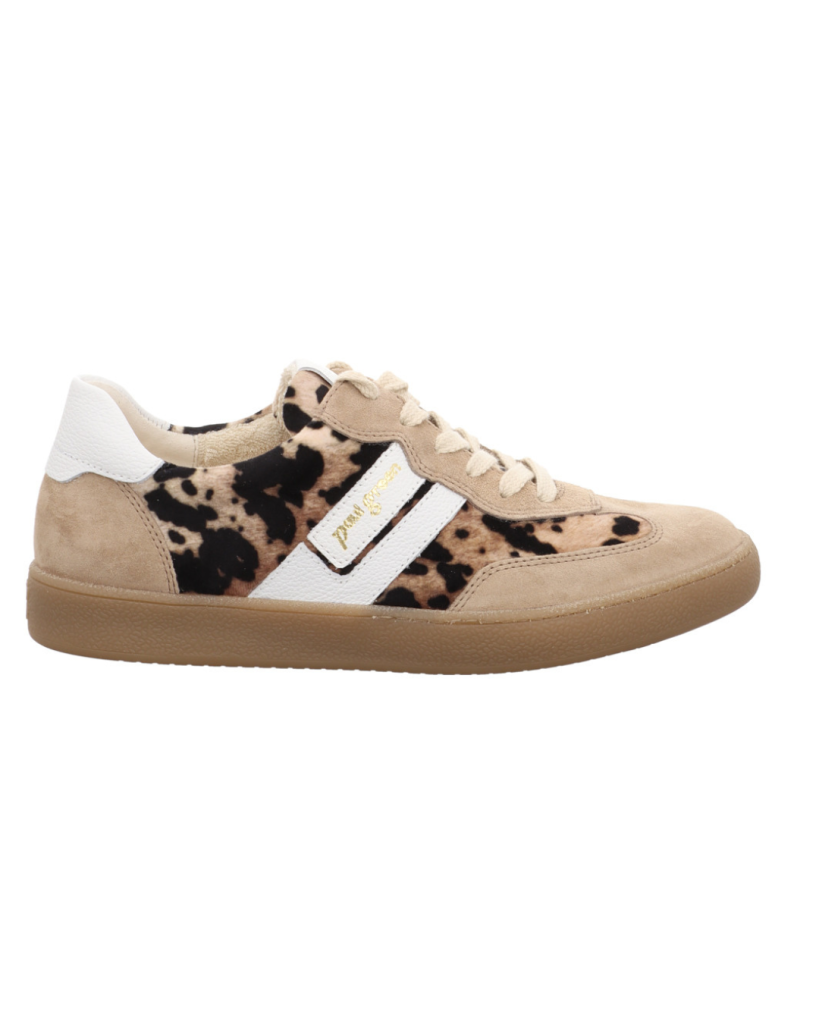 Damen Sneaker in Beige mit Leo Print im Retro Stil 2026