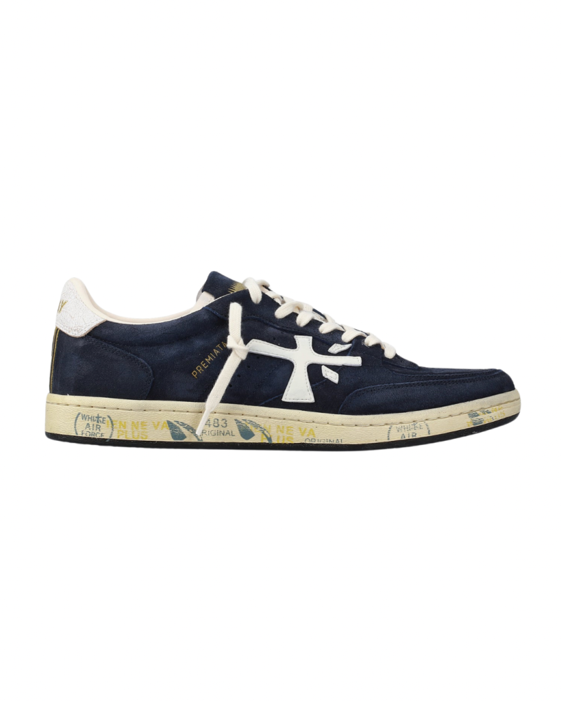 Blauer Herren Sneaker im Retro Stil mit Used Look Sohle
